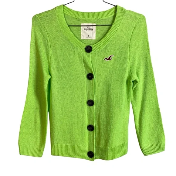Hollister Green Cardigan Sweater - Picture 1 of 4
